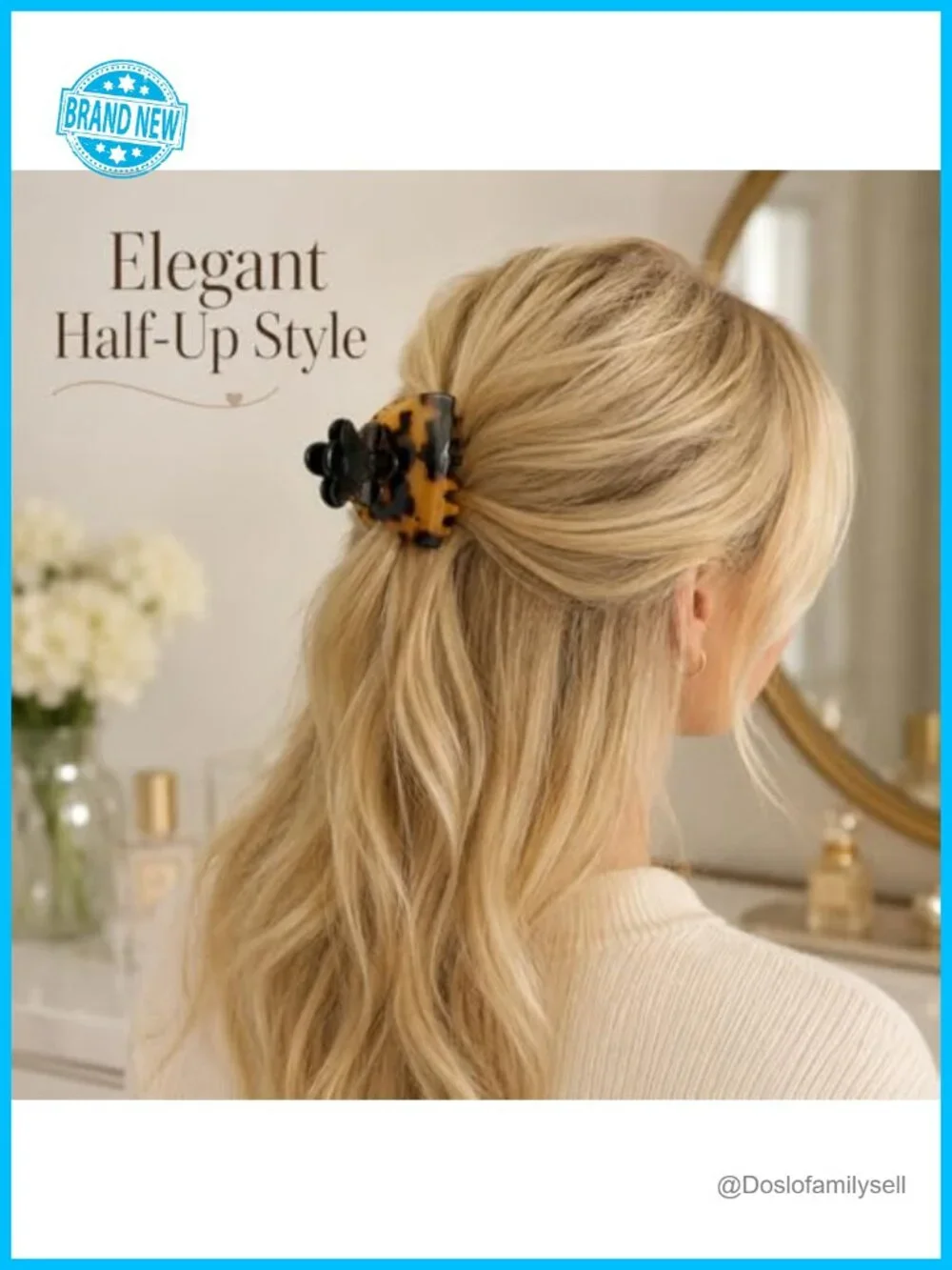 2 Pack Acetate Flower Hair Claw Clips for Women - Strong Hold Secure Grip